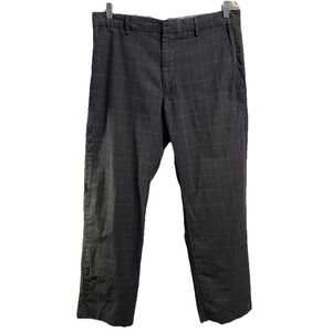 Banana Republic Men's Dress Work Pants Gray Plaid Size‎ 34x32 Cotton EUC